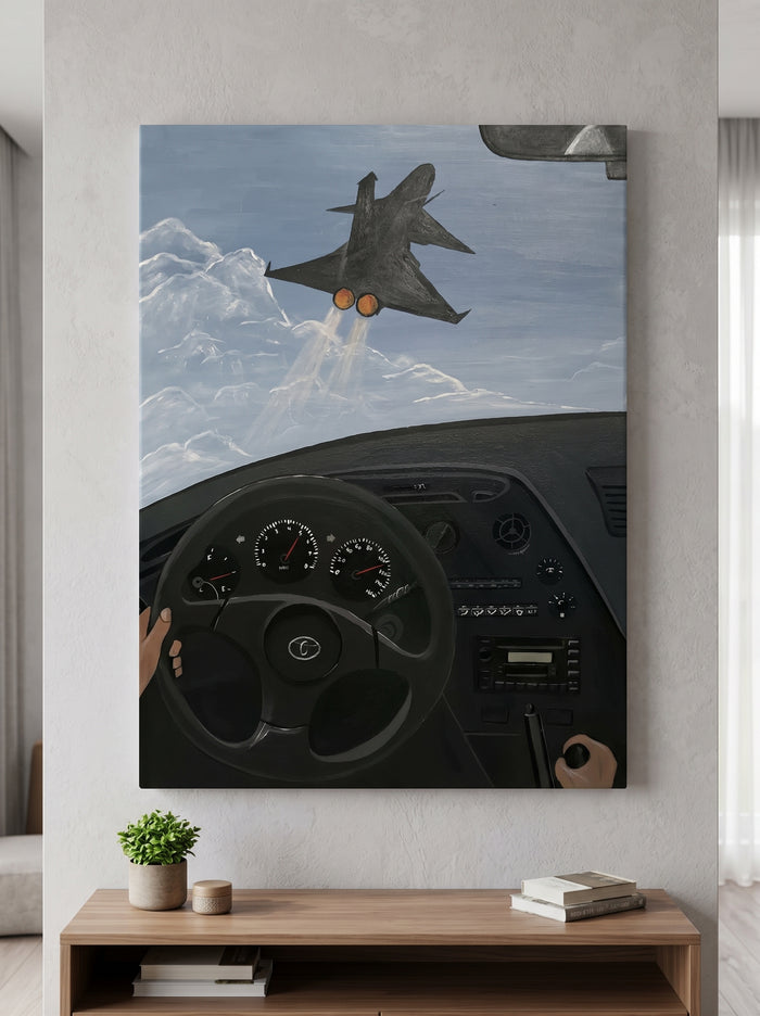 Hand Painted Canvas: Supra Dashboard & Fighter Jet